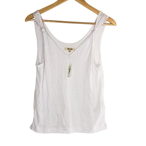 Madewell Knotted Strap Tank Top White NWT S - Picture 3 of 8